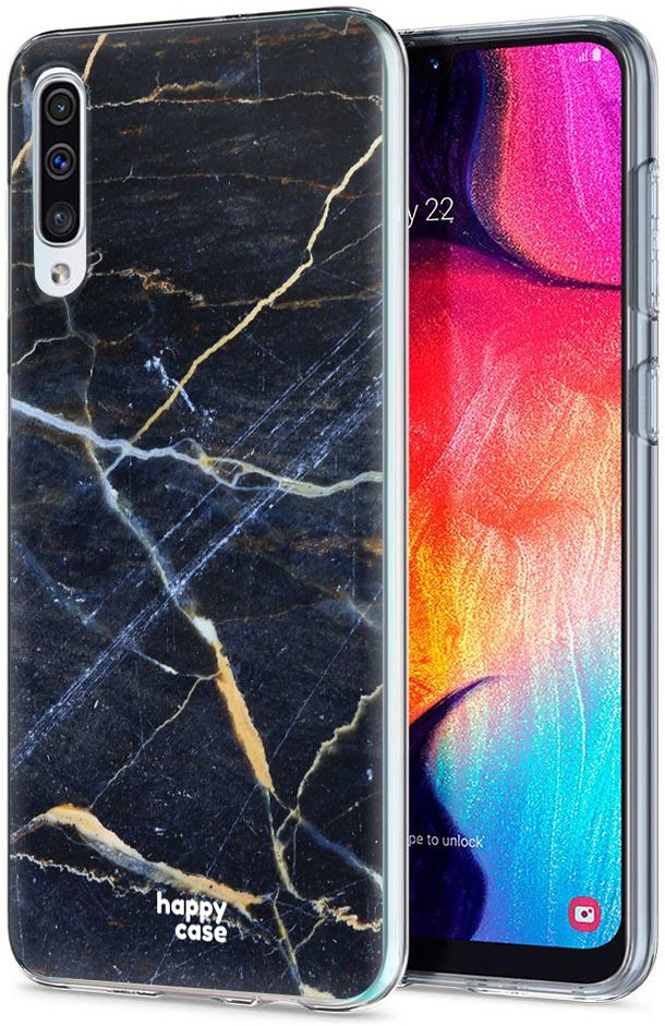 HappyCase Samsung Galaxy A50 Hoesje Flexibel TPU Donker Marmer Print afbeelding 2