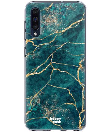 HappyCase Samsung Galaxy A50 Hoesje Flexibel TPU Aqua Marmer Print Hoesjes