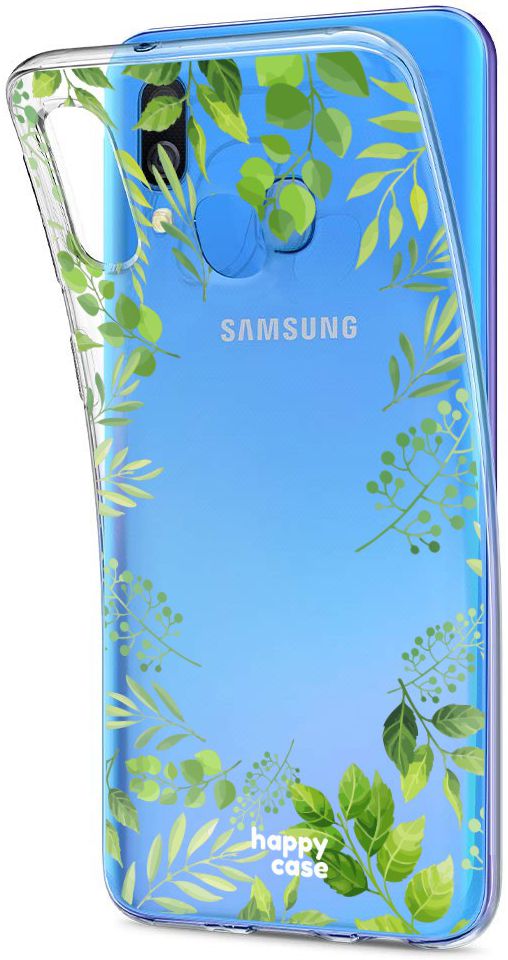 HappyCase Samsung Galaxy A40 Flexibel TPU Hoesje Leaves Print afbeelding 5