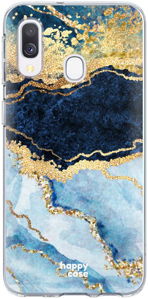 HappyCase Samsung Galaxy A40 Flexibel TPU Hoesje Blauw Marmer Print afbeelding 1