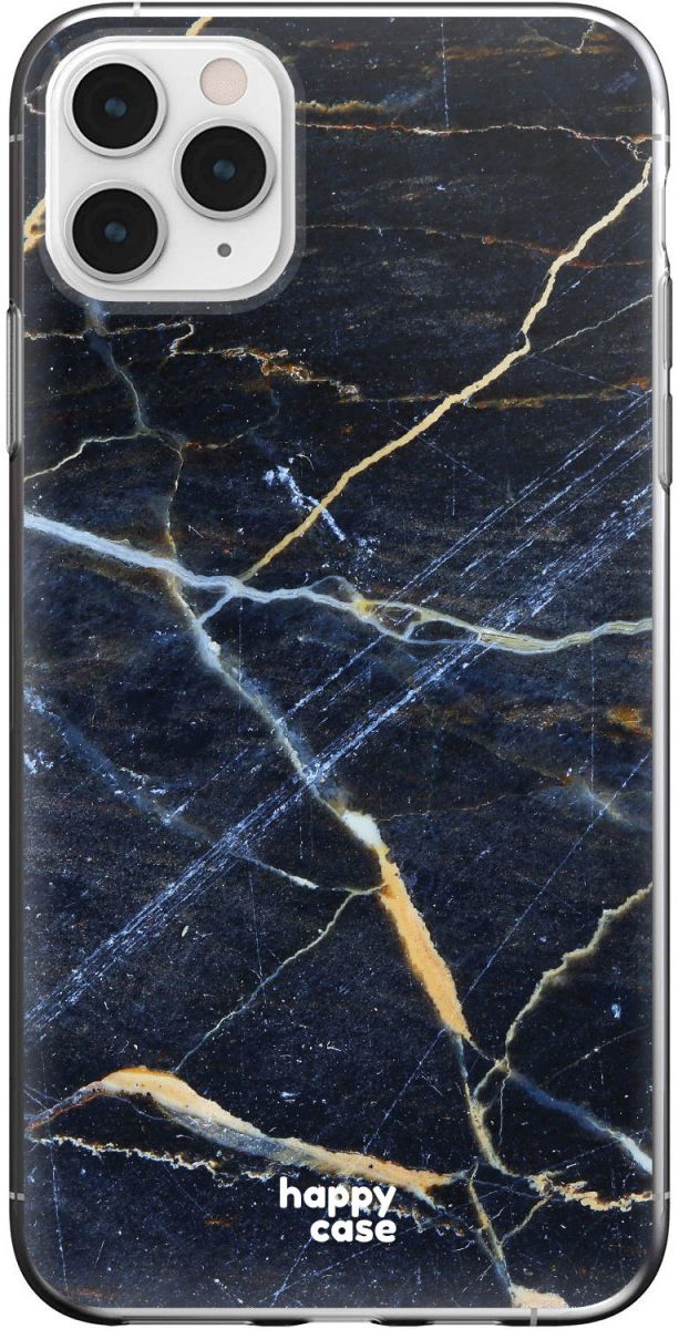 HappyCase iPhone 11 Pro Max Hoesje Flexibel TPU Donker Marmer Print afbeelding 1