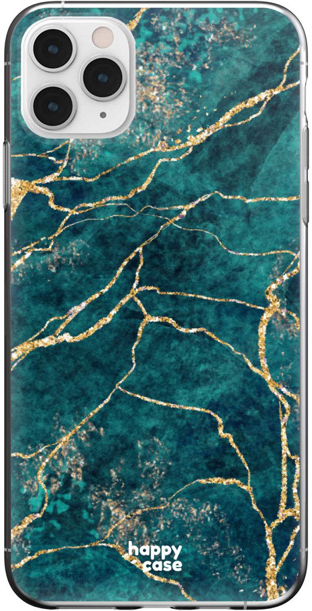 HappyCase iPhone 11 Pro Max Hoesje Flexibel TPU Aqua Marmer Print afbeelding 1