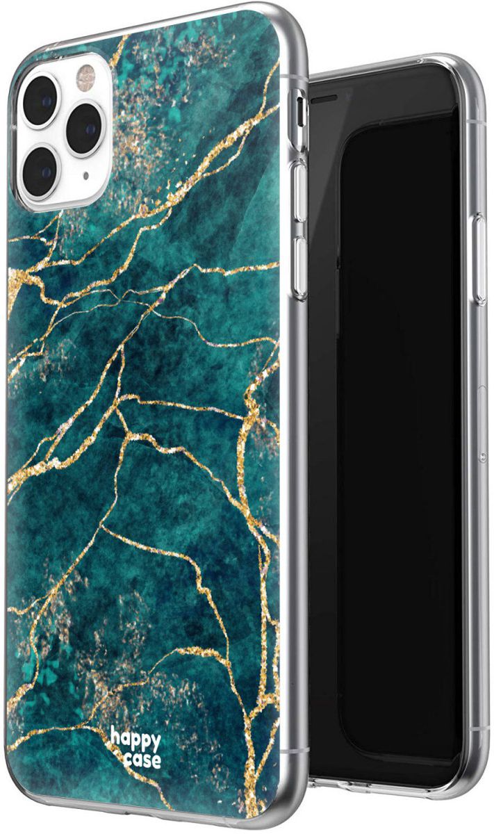 HappyCase iPhone 11 Pro Max Hoesje Flexibel TPU Aqua Marmer Print afbeelding 2