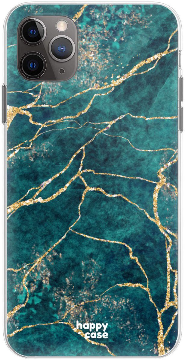 HappyCase iPhone 11 Pro Max Hoesje Flexibel TPU Aqua Marmer Print afbeelding 6