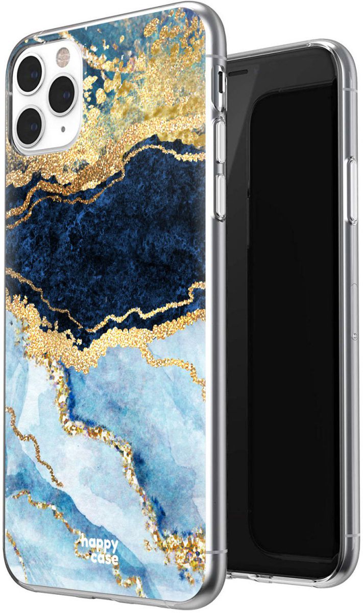 HappyCase iPhone 11 Pro Max Hoesje Flexibel TPU Blauw Marmer Print afbeelding 2