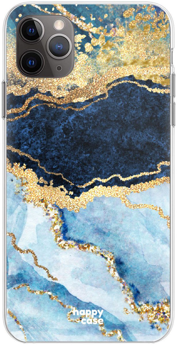 HappyCase iPhone 11 Pro Max Hoesje Flexibel TPU Blauw Marmer Print afbeelding 8
