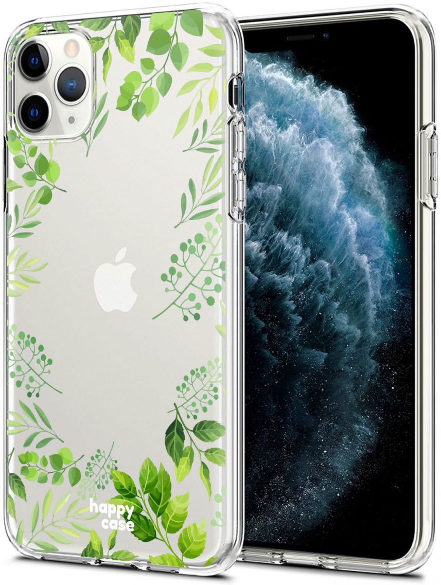 HappyCase iPhone 11 Pro Hoesje Flexibel TPU Leaves Print afbeelding 2