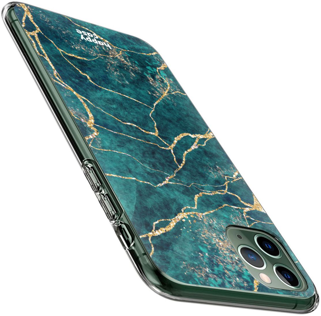 HappyCase iPhone 11 Pro Hoesje Flexibel TPU Aqua Marmer Print afbeelding 4