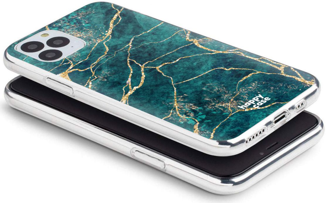 HappyCase iPhone 11 Pro Hoesje Flexibel TPU Aqua Marmer Print afbeelding 5