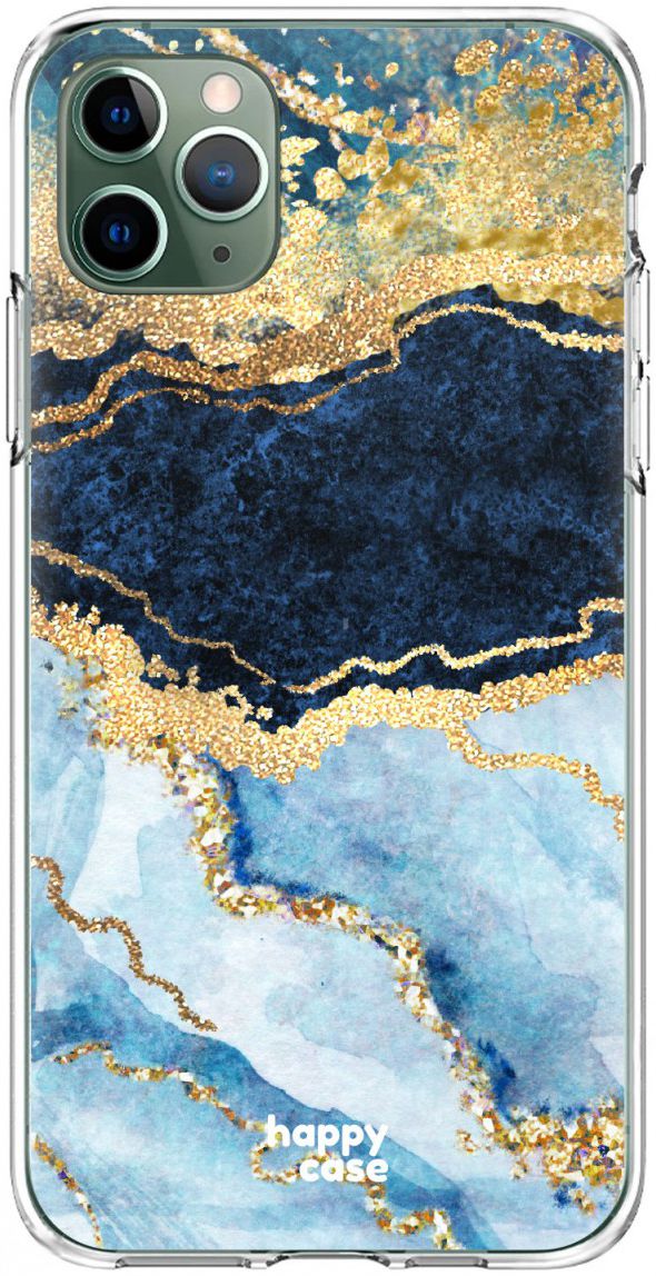 HappyCase iPhone 11 Pro Hoesje Flexibel TPU Blauw Marmer Print afbeelding 1