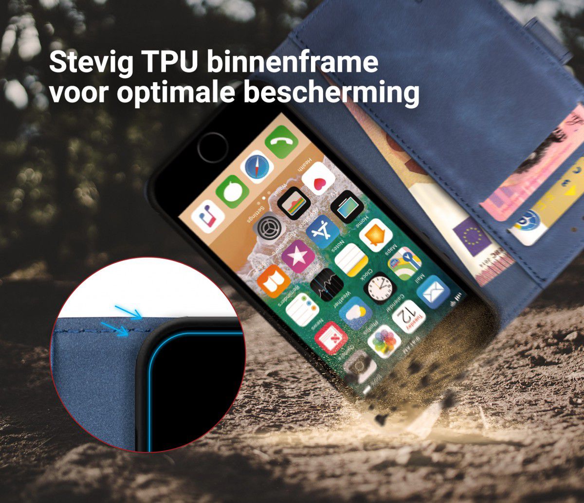 Rosso Element Apple iPhone 5/5S/SE Hoesje Book Cover Blauw afbeelding 6