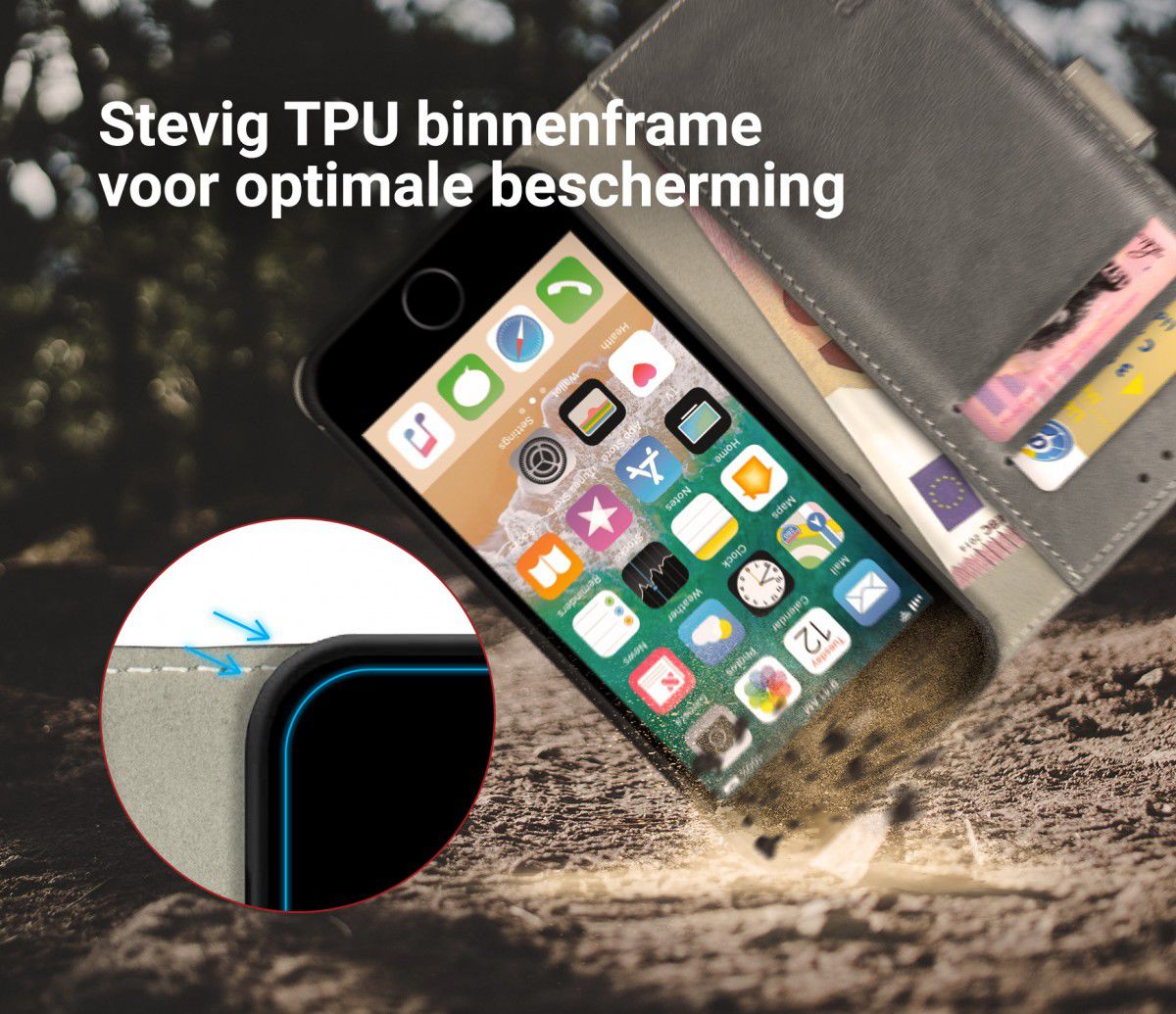 Rosso Element Apple iPhone 5/5S/SE Hoesje Book Cover Grijs afbeelding 6