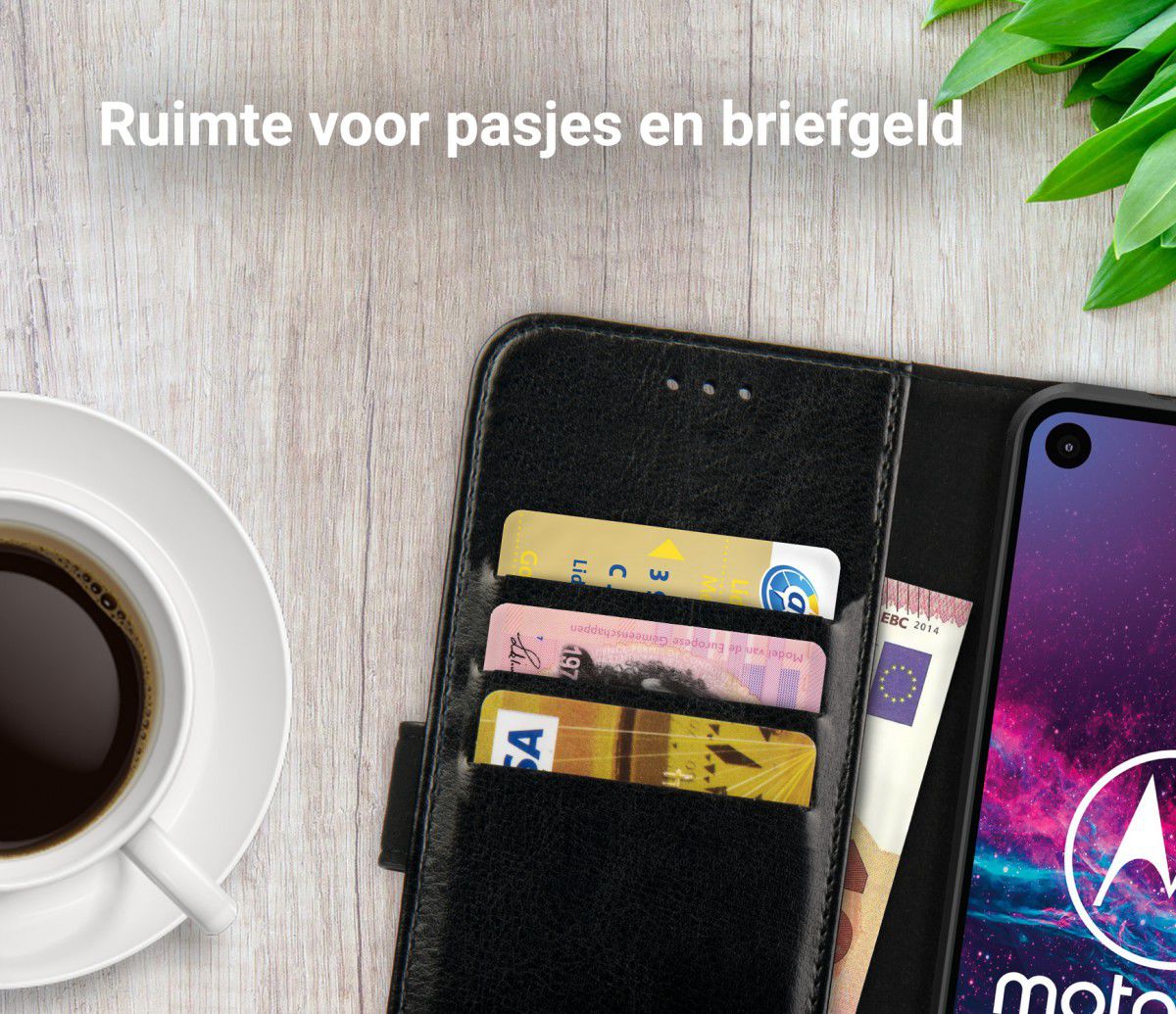 Rosso Element Motorola One Action Hoesje Book Cover Zwart afbeelding 6