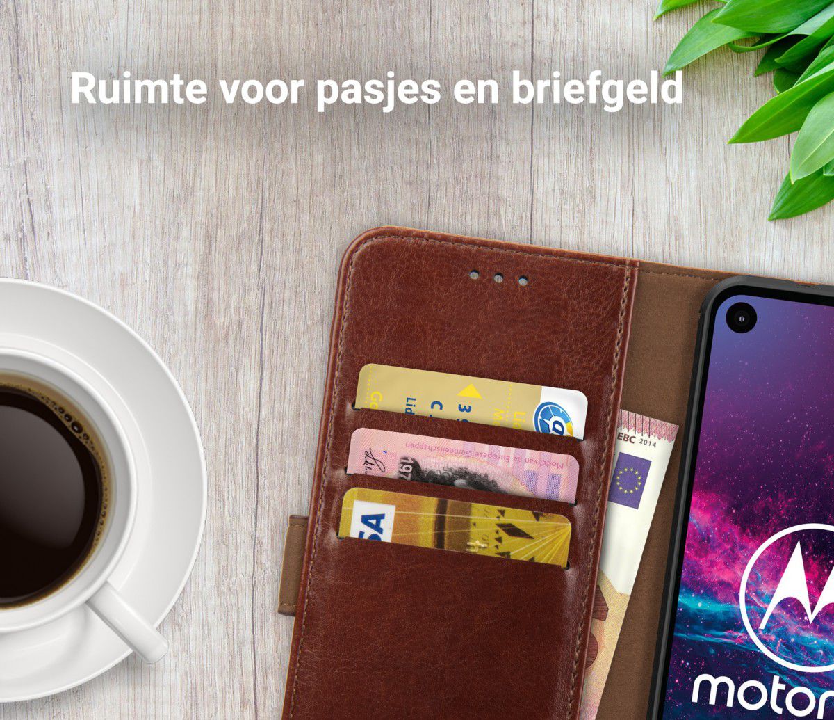 Rosso Element Motorola One Action Hoesje Book Cover Bruin afbeelding 9