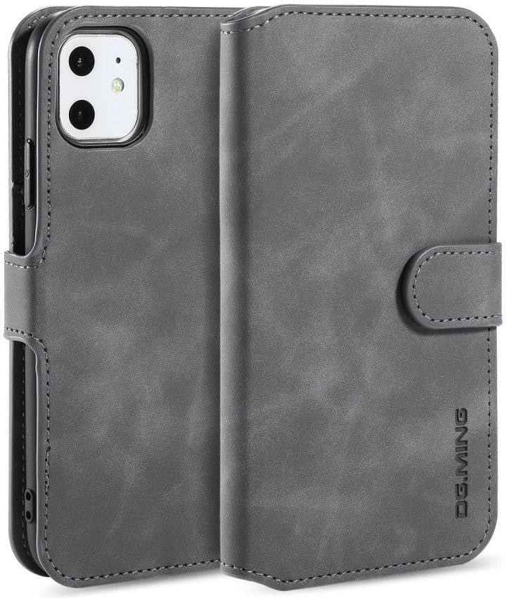 DG Ming Retro Portemonnee Apple iPhone 11 Hoesje Grijs afbeelding 3