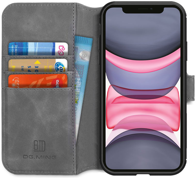 DG Ming Retro Portemonnee Apple iPhone 11 Hoesje Grijs afbeelding 1