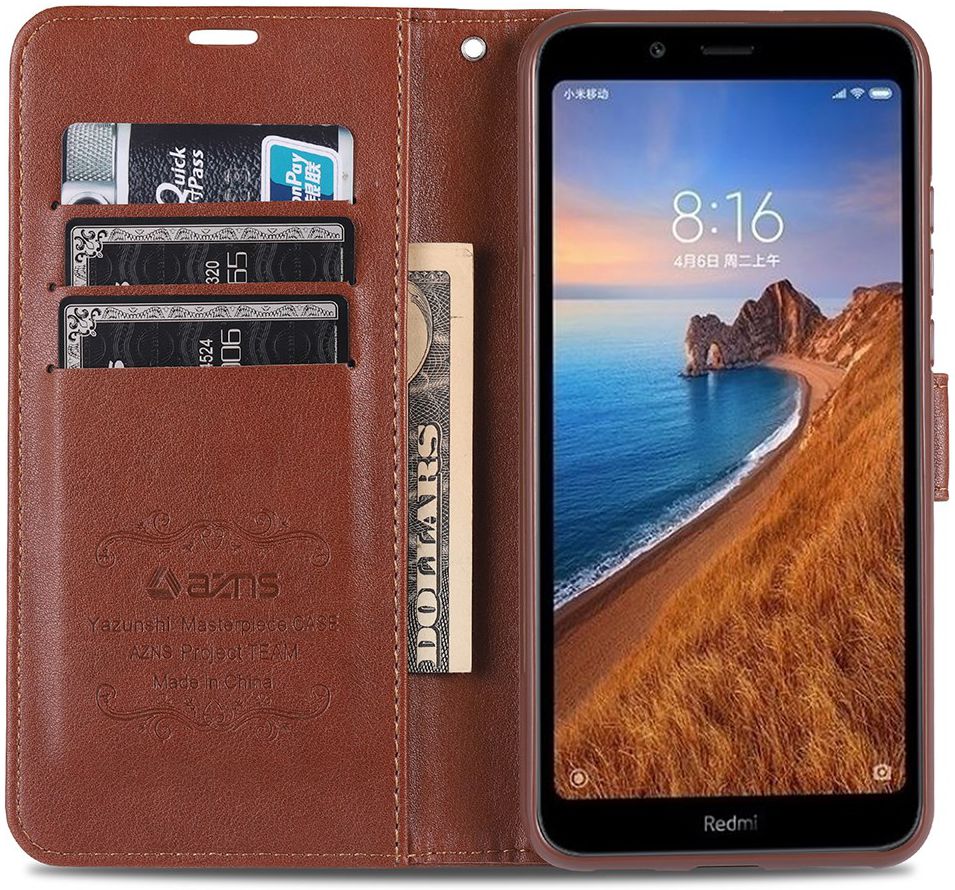 AZNS Portemonnee Xiaomi Redmi 7A Hoesje Bruin afbeelding 2