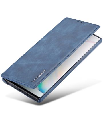 Samsung Galaxy Note 10 Plus Retro Portemonnee Bookcase Hoesje Blauw Hoesjes