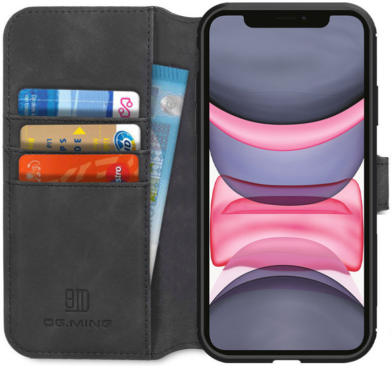 DG Ming Retro Portemonnee Apple iPhone 11 Hoesje Zwart afbeelding 1