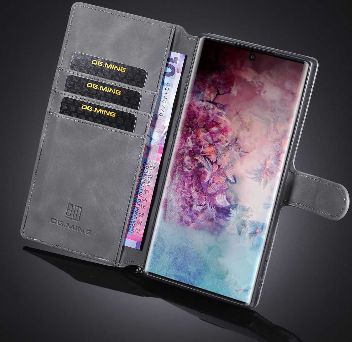 DG Ming Retro Portemonnee Samsung Galaxy Note 10 Plus Hoesje Grijs afbeelding 5