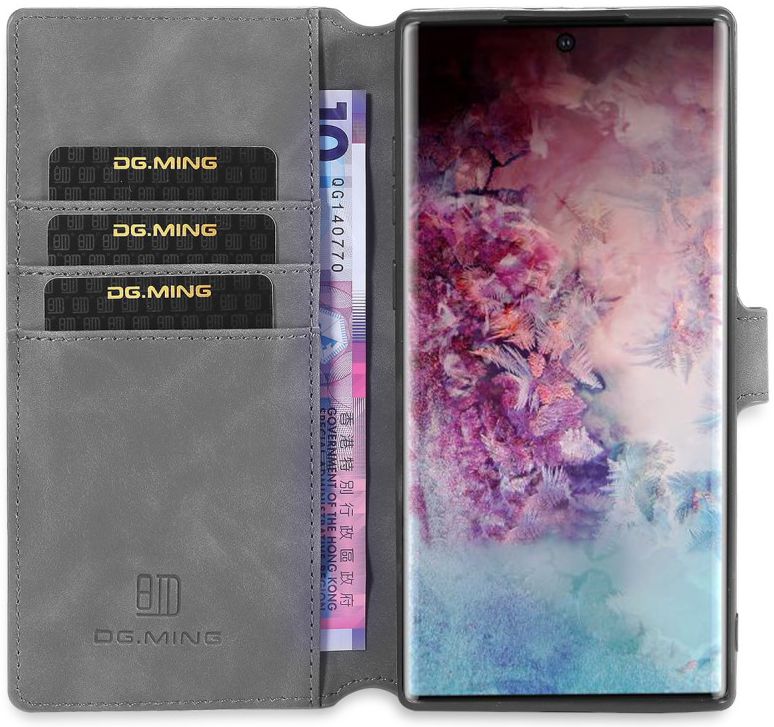 DG Ming Retro Portemonnee Samsung Galaxy Note 10 Plus Hoesje Grijs afbeelding 1