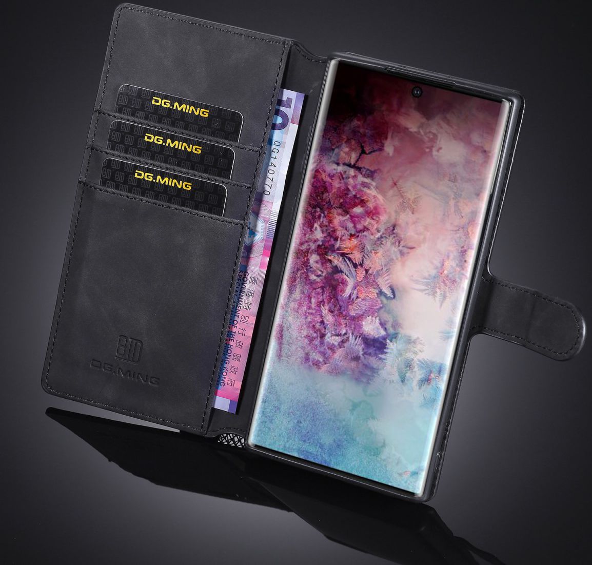 DG Ming Retro Portemonnee Samsung Galaxy Note 10 Plus Hoesje Zwart afbeelding 5