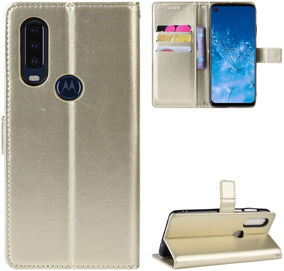 Motorola One Action Portemonnee Hoesje Goud afbeelding 7