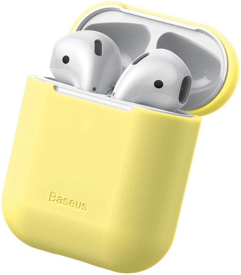 Baseus Ultradun Siliconen Apple AirPods Hoesje Geel afbeelding 1