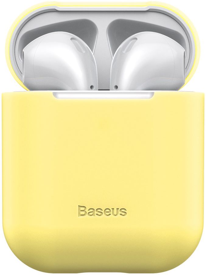 Baseus Ultradun Siliconen Apple AirPods Hoesje Geel afbeelding 2