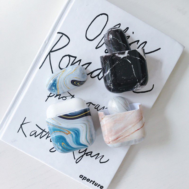 Apple AirPods Hard Plastic Hoesje met Marmer Print Wit / Bruin afbeelding 5