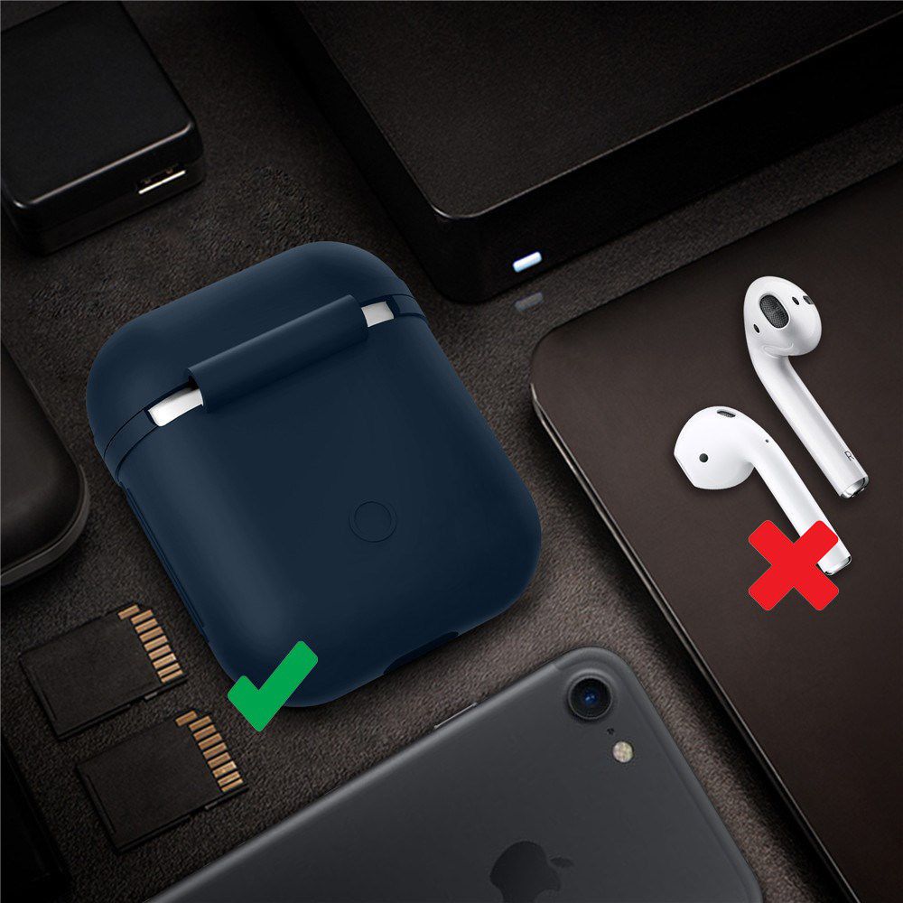 Apple AirPods Stevig Siliconen Hoesje Donker Blauw afbeelding 3