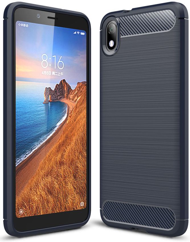 Xiaomi Mi Redmi 7A Geborsteld TPU Hoesje Blauw afbeelding 1
