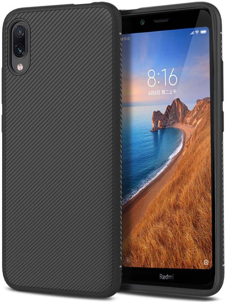 Xiaomi Mi Redmi 7A Twill Slim Texture Backcover Zwart afbeelding 1