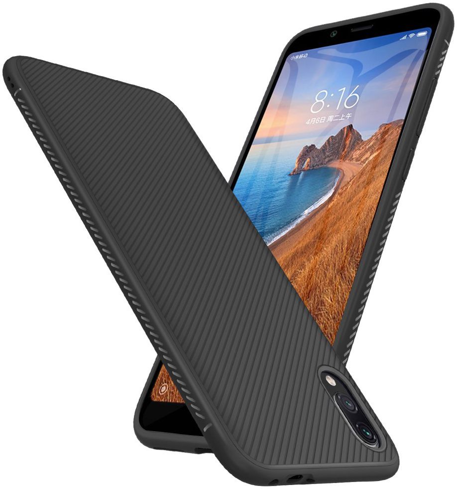 Xiaomi Mi Redmi 7A Twill Slim Texture Backcover Zwart afbeelding 2