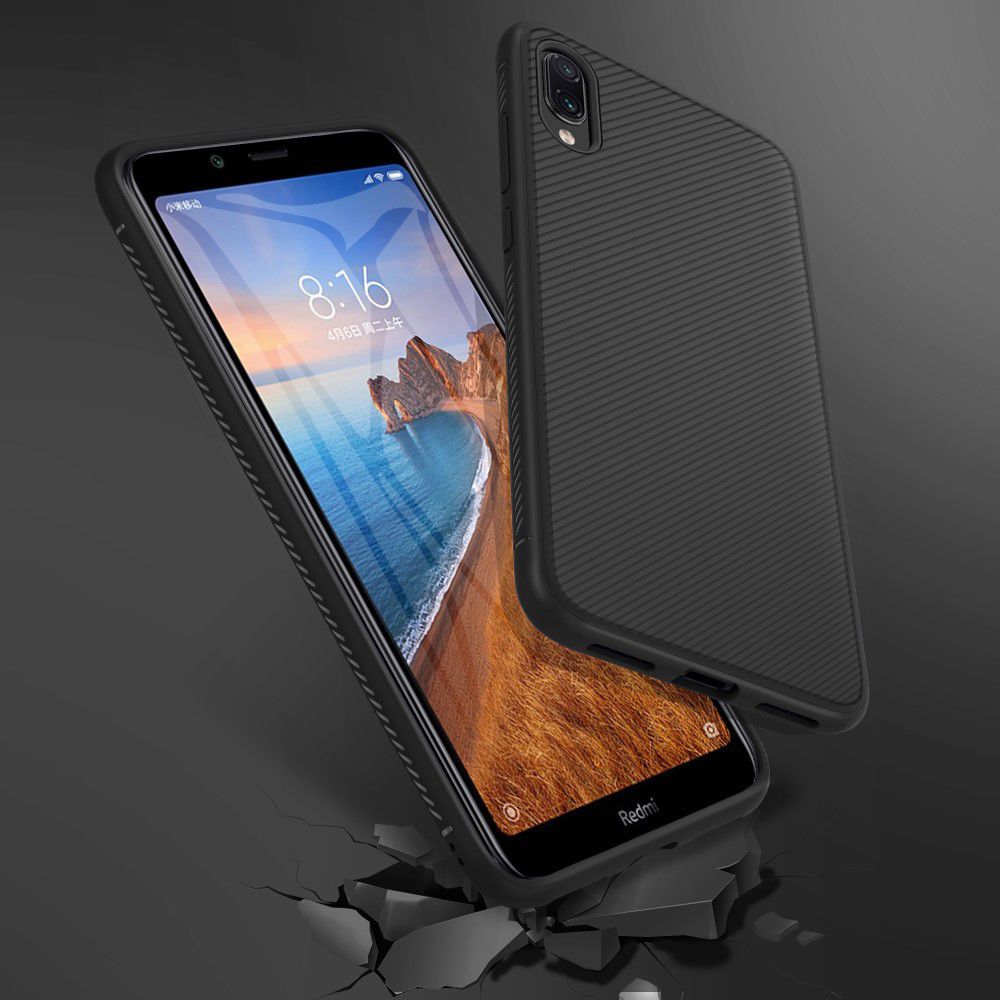 Xiaomi Mi Redmi 7A Twill Slim Texture Backcover Zwart afbeelding 9