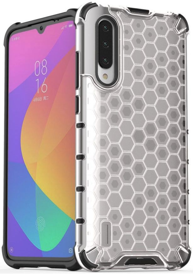 Xiaomi Mi A3 Hybride Honinggraat Hoesje Transparant afbeelding 2