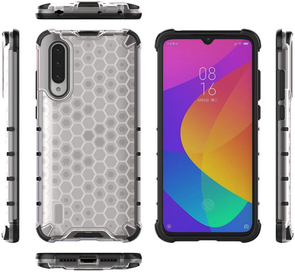Xiaomi Mi A3 Hybride Honinggraat Hoesje Transparant afbeelding 8
