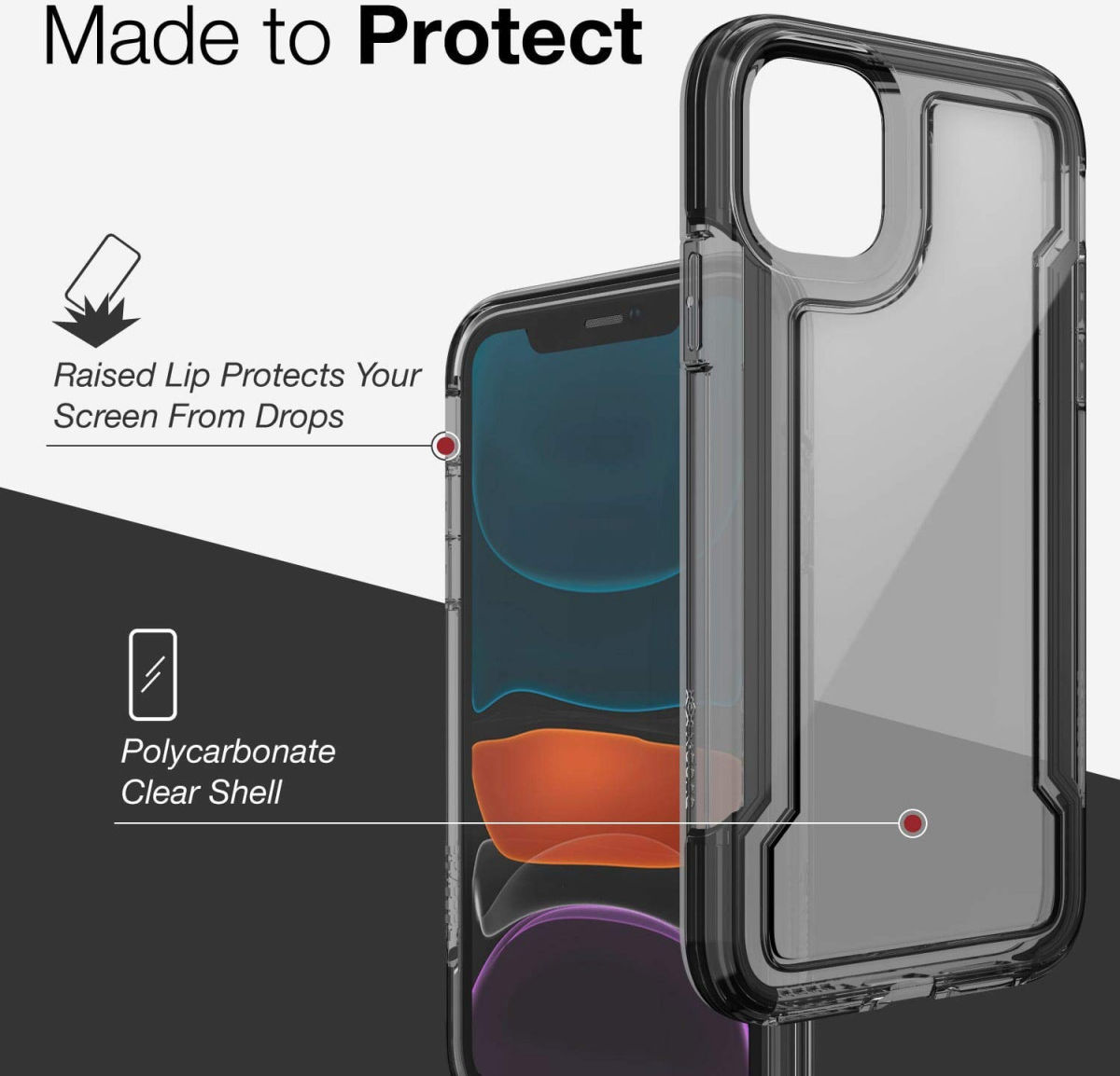 Raptic Clear Apple iPhone 11 Hoesje Transparant Zwart afbeelding 9