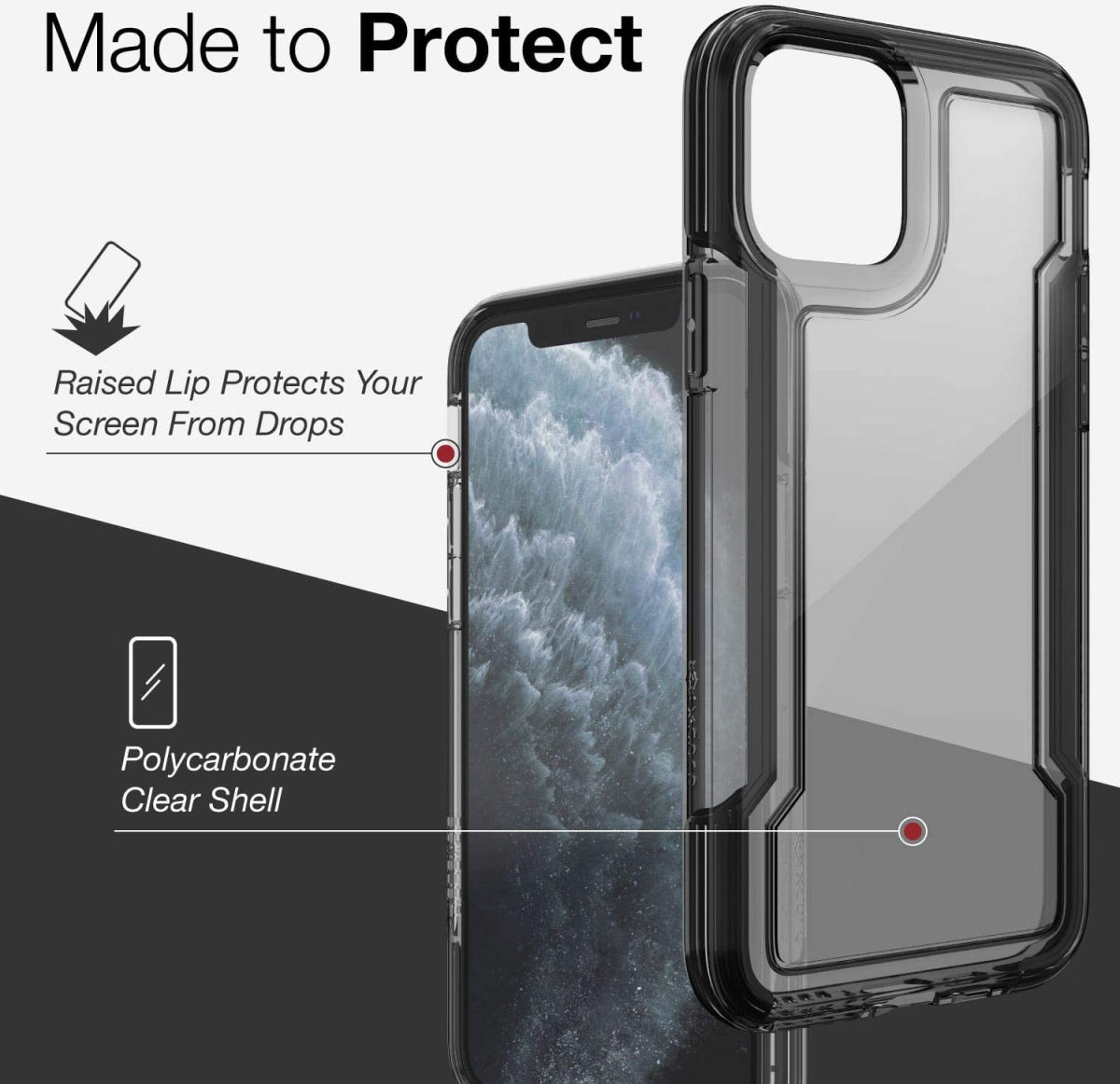 Raptic Clear Apple iPhone 11 Pro Hoesje Transparant/Zwart afbeelding 10