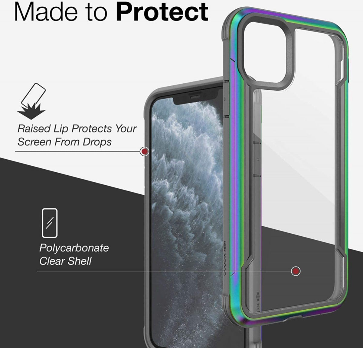 Raptic Shield Apple iPhone 11 Pro Max Hoesje Transparant/Iridescent afbeelding 13