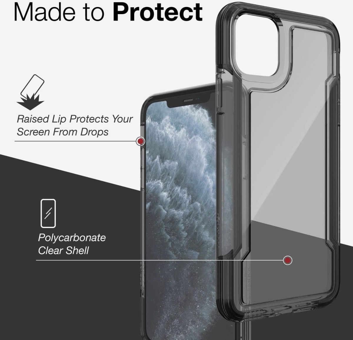 Raptic Clear Apple iPhone 11 Pro Max Hoesje Transparant/Zwart afbeelding 10