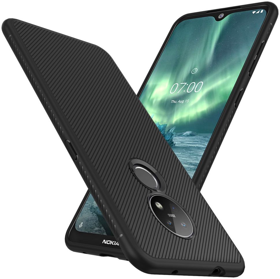Nokia 6.2 / 7.2 Twill Slim Texture TPU Hoesje Zwart afbeelding 2