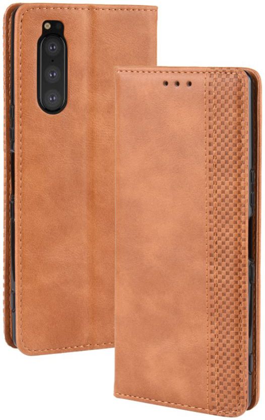 Sony Xperia 5 Retro Portemonnee Hoesje Bruin afbeelding 2