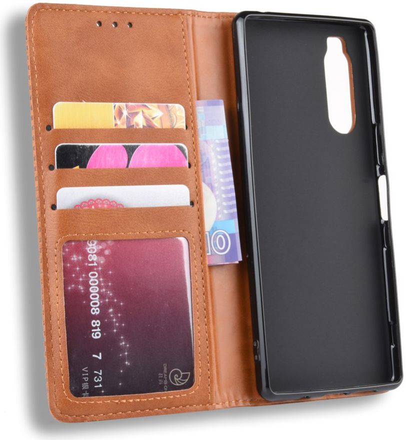 Sony Xperia 5 Retro Portemonnee Hoesje Bruin afbeelding 8