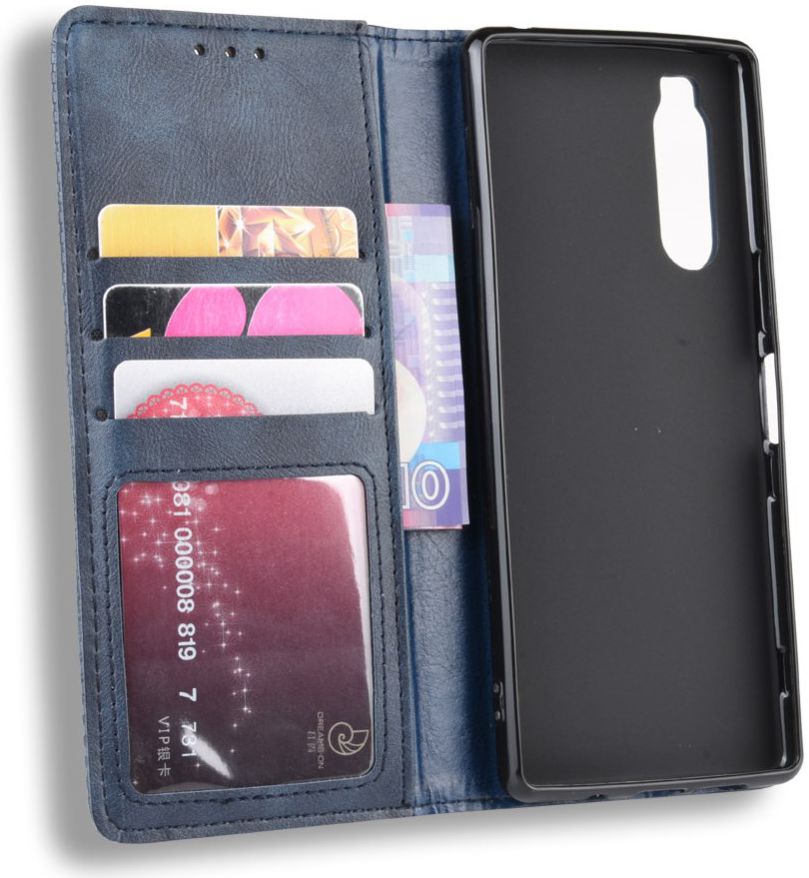 Sony Xperia 5 Retro Portemonnee Hoesje Blauw afbeelding 3