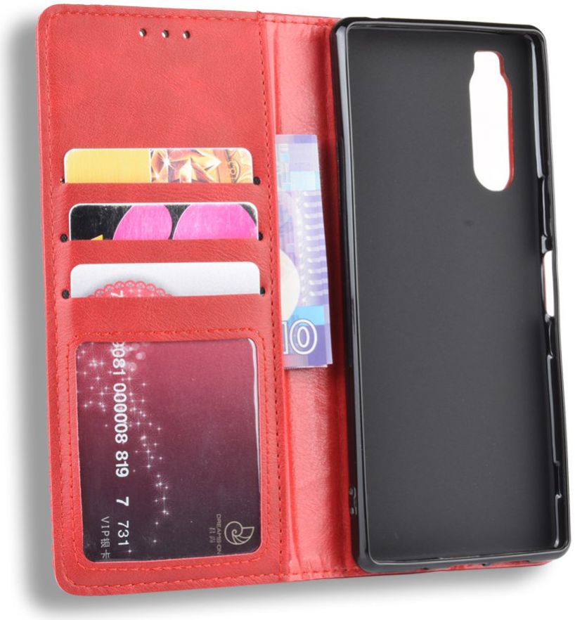Sony Xperia 5 Retro Portemonnee Hoesje Rood afbeelding 3