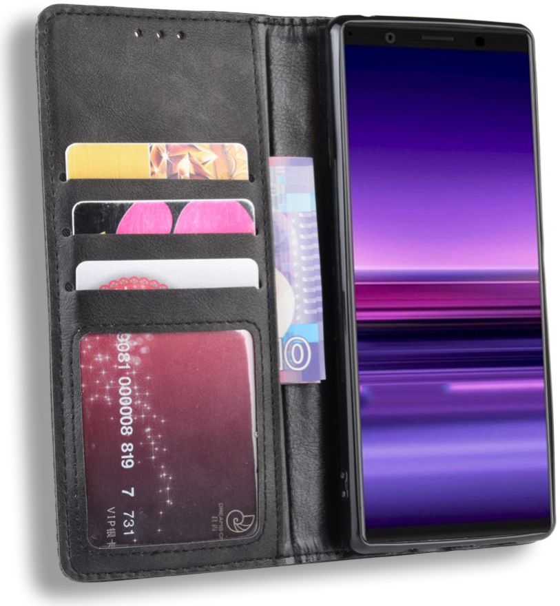 Sony Xperia 5 Retro Portemonnee Hoesje Grijs afbeelding 1
