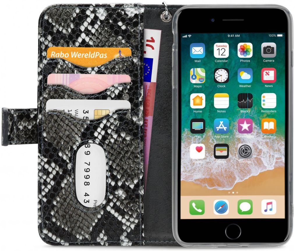 Mobilize Gelly Wallet Zipper iPhone 8 Plus/ 7 Plus Hoesje Black Snake afbeelding 2