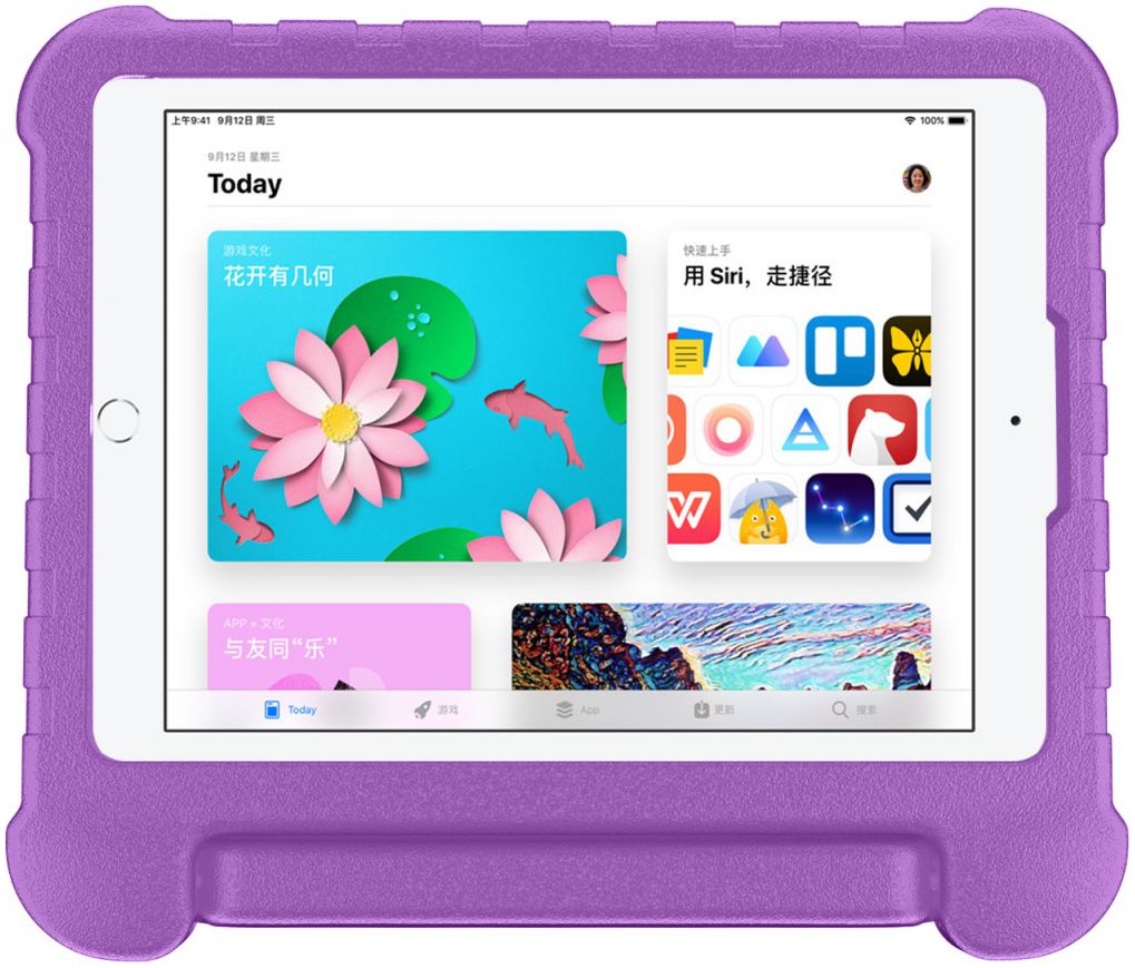 Apple iPad 2017 / 2018 / Air / Air 2 Kindvriendelijk Tablethoes Paars afbeelding 4