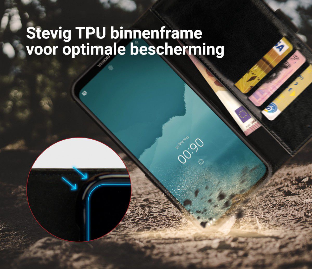 Rosso Element Nokia 6.2/ Nokia 7.2 Hoesje Book Cover Zwart afbeelding 6